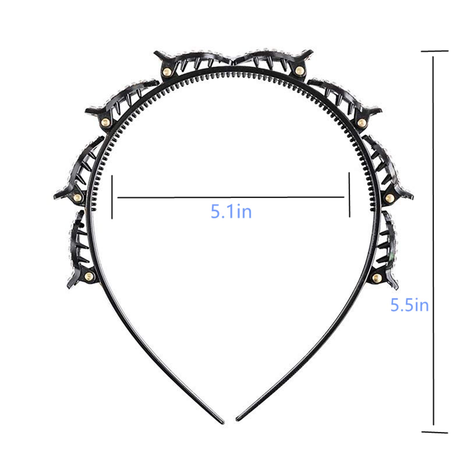 Rhinestone Hair Bands for Women & Girls – Double Bangs Hair Accessories, Korean Braided Headbands with Clips, Twist Headbands for Styling – Perfect for Parties, Weddings & Everyday Fashion
