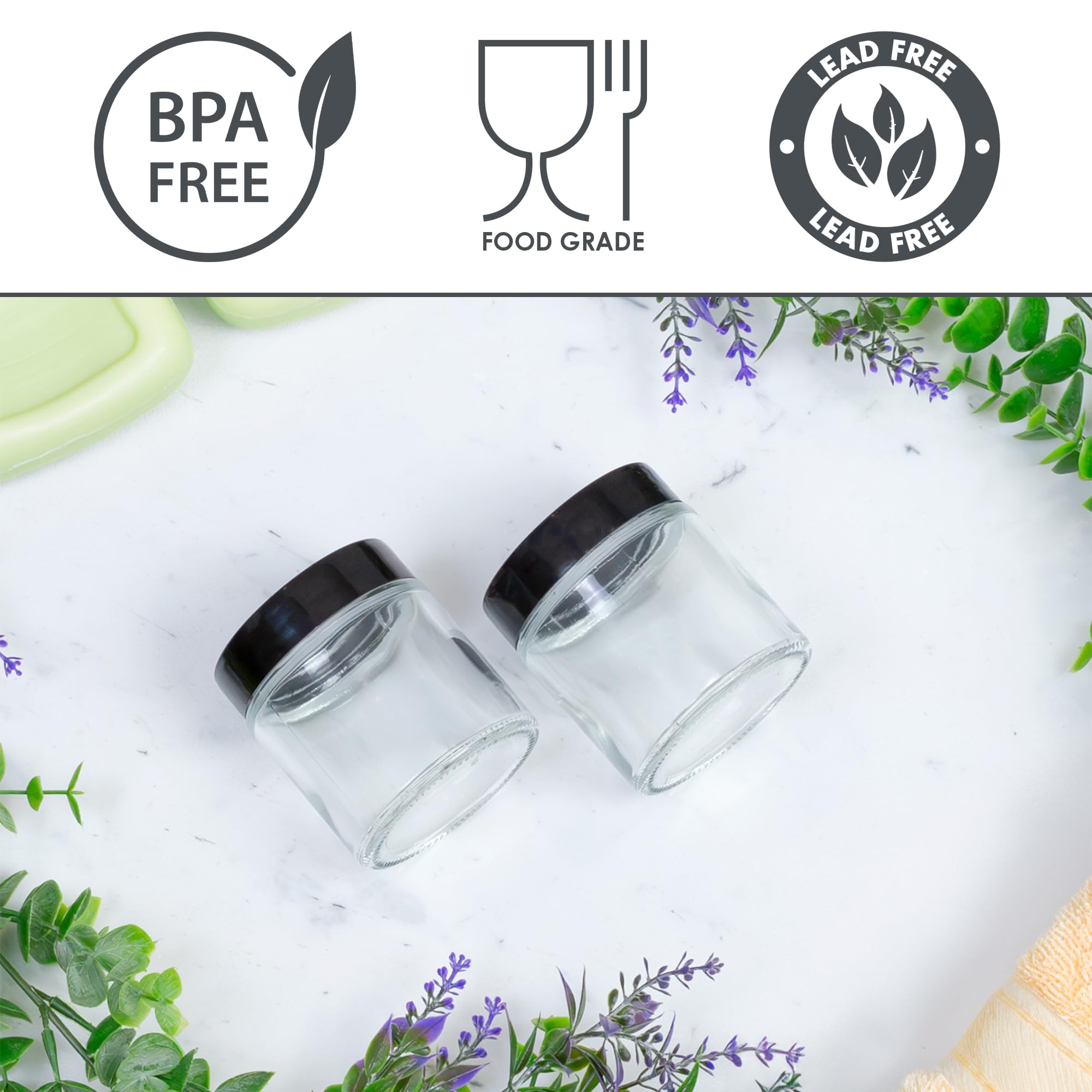 Cornucopia 4-Ounce Clear Glass Jars (12-Pack) – Straight-Sided Cosmetic & Food Storage Containers with Spatulas & Labels – Perfect for DIY Beauty Products, Spice Storage, and Small Batch Preserves
