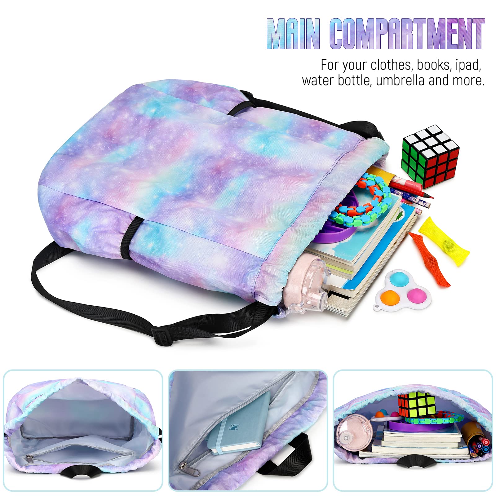 Waterproof Drawstring Backpack - Lightweight Gym Sackpack for Women & Girls, Sports Travel Bag with Adjustable Straps (Stars Pink) - Perfect for Yoga, Running, Beach & School Activities