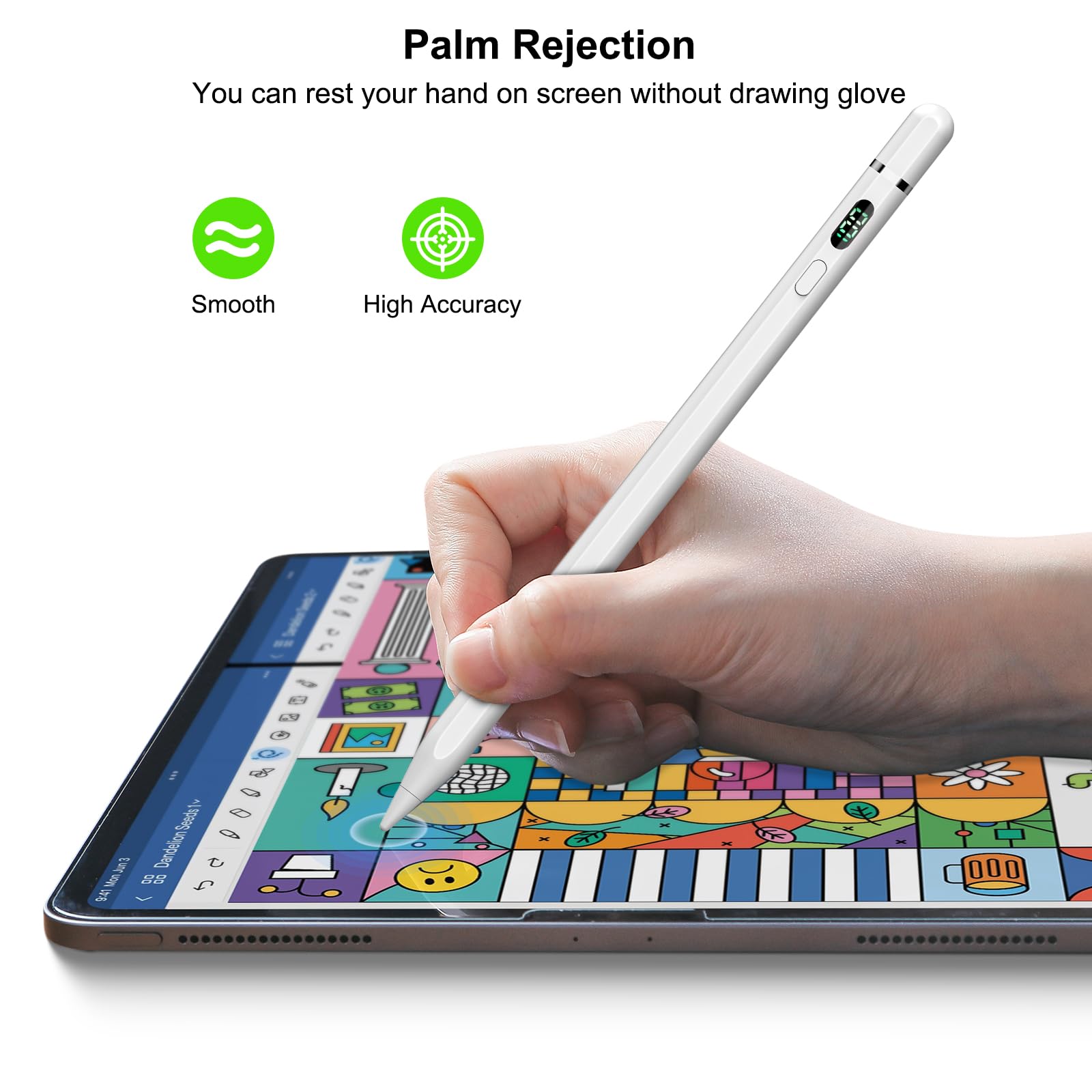 1st Gen Apple Pencil Alternative for iPad (2018-2023 Models) - USB-C Rechargeable Stylus with Palm Rejection & Tilt Sensitivity | Compatible with iPad 6-10 Gen, iPad Pro 11