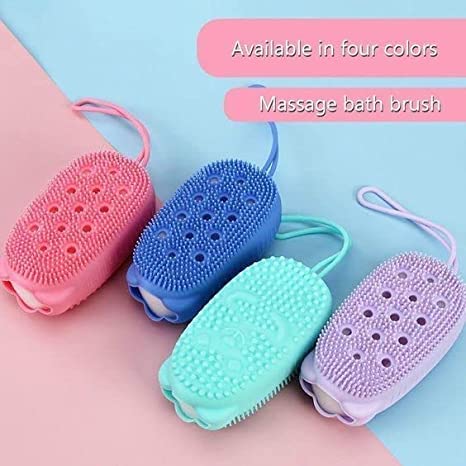 Exfoliating Silicone Body Brush for Shower & Bath - Double Sided Massage Scrubber for Baby, Kids, Men & Women - Gentle Skin Cleansing & Back Scrubber - Perfect for Sensitive Skin & Spa Days