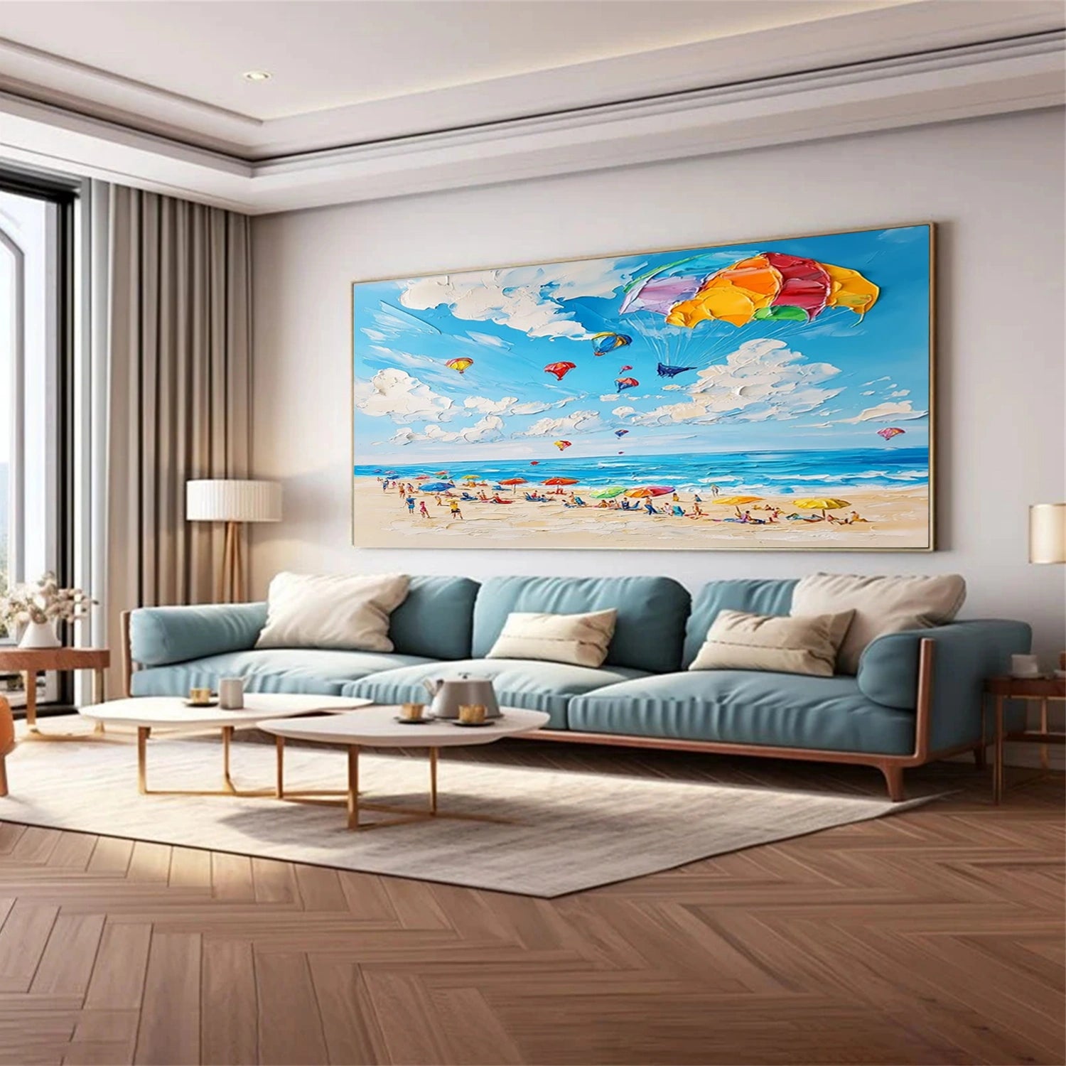 Seascape and Snowy Peak Landscape Painting - Premium Wall Art Decor #SP057 - Perfect for Living Room, Bedroom & Office