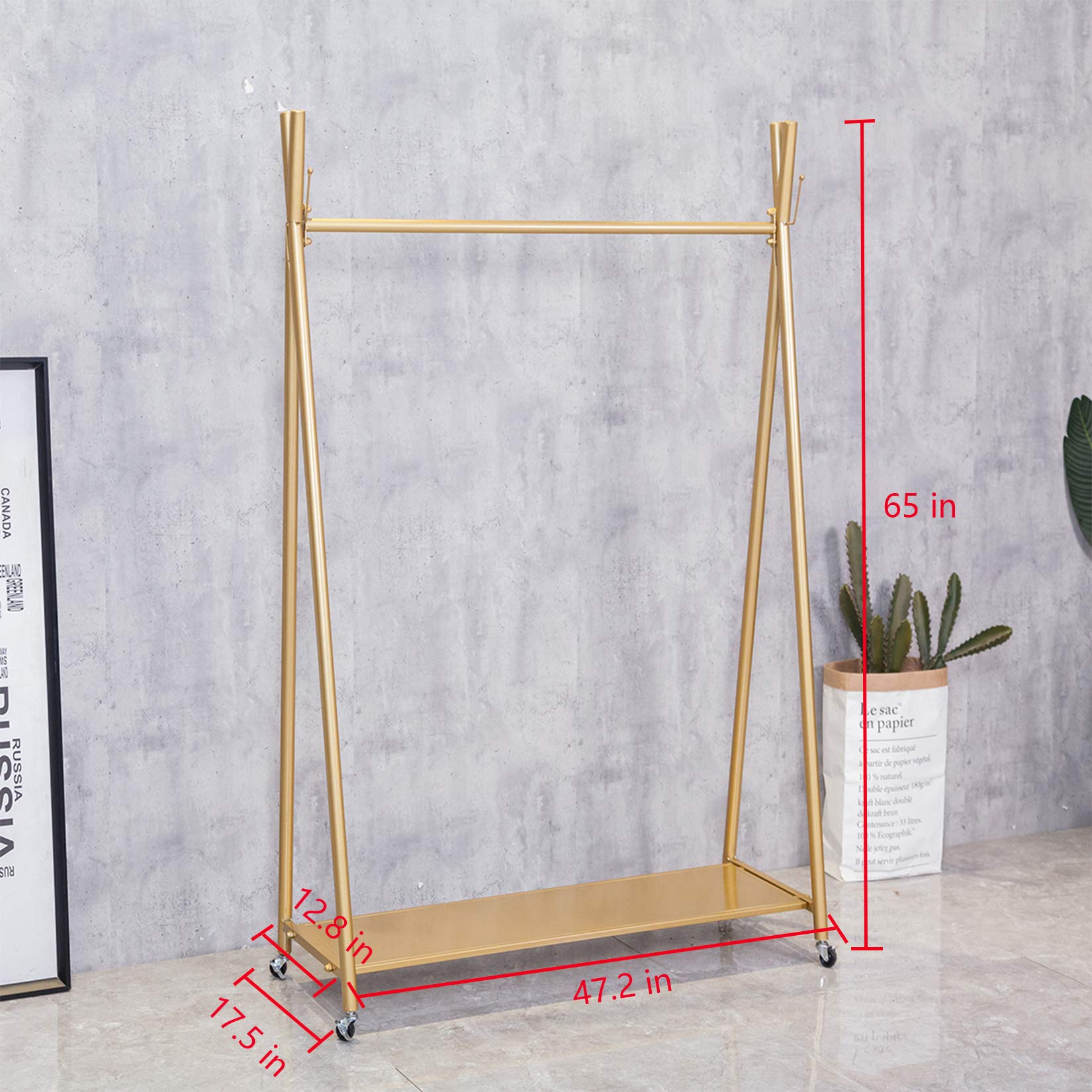 Heavy Duty Metal X-Shaped Rolling Garment Rack with Wheels - 47.2