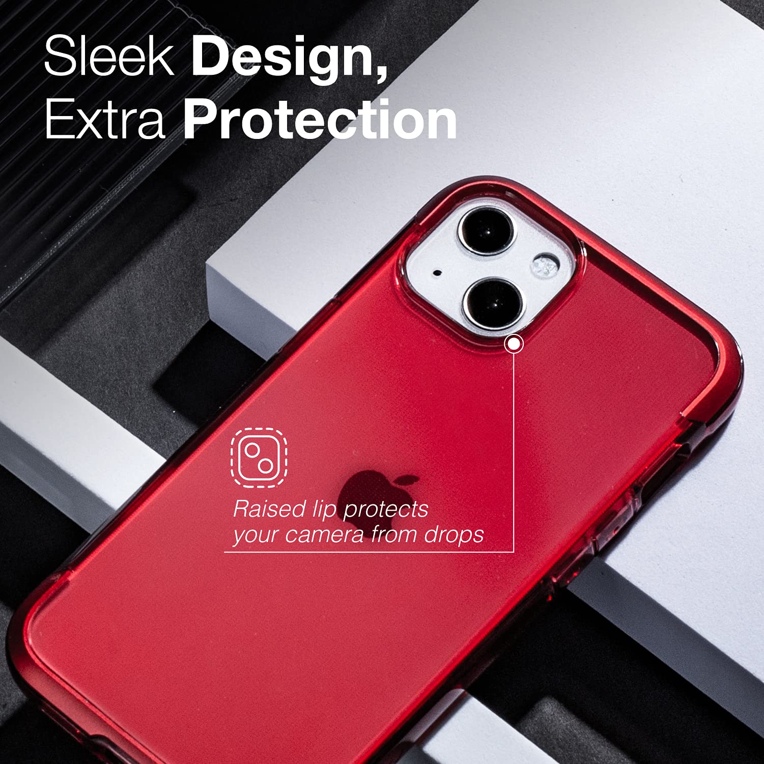 RAPTIC Air Shockproof Clear Phone Case for iPhone 13 Pro - Ultra Thin Protective Cover with Aluminum Metal Bumper | 13ft Drop Protection & Wireless Charging Compatible | Perfect for Outdoor Activities, Travel & Daily Use (Red)