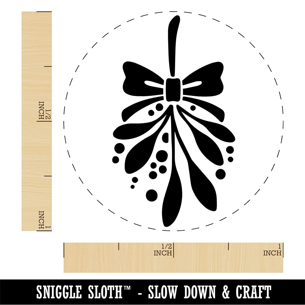 Christmas Mistletoe Self-Inking Rubber Stamp - 1 Inch Medium Blue Ink Stamp for DIY Crafts, Scrapbooking, Holiday Cards & Planner Decorations - Perfect for Xmas Gift Wrapping, Party Invitations & Journaling