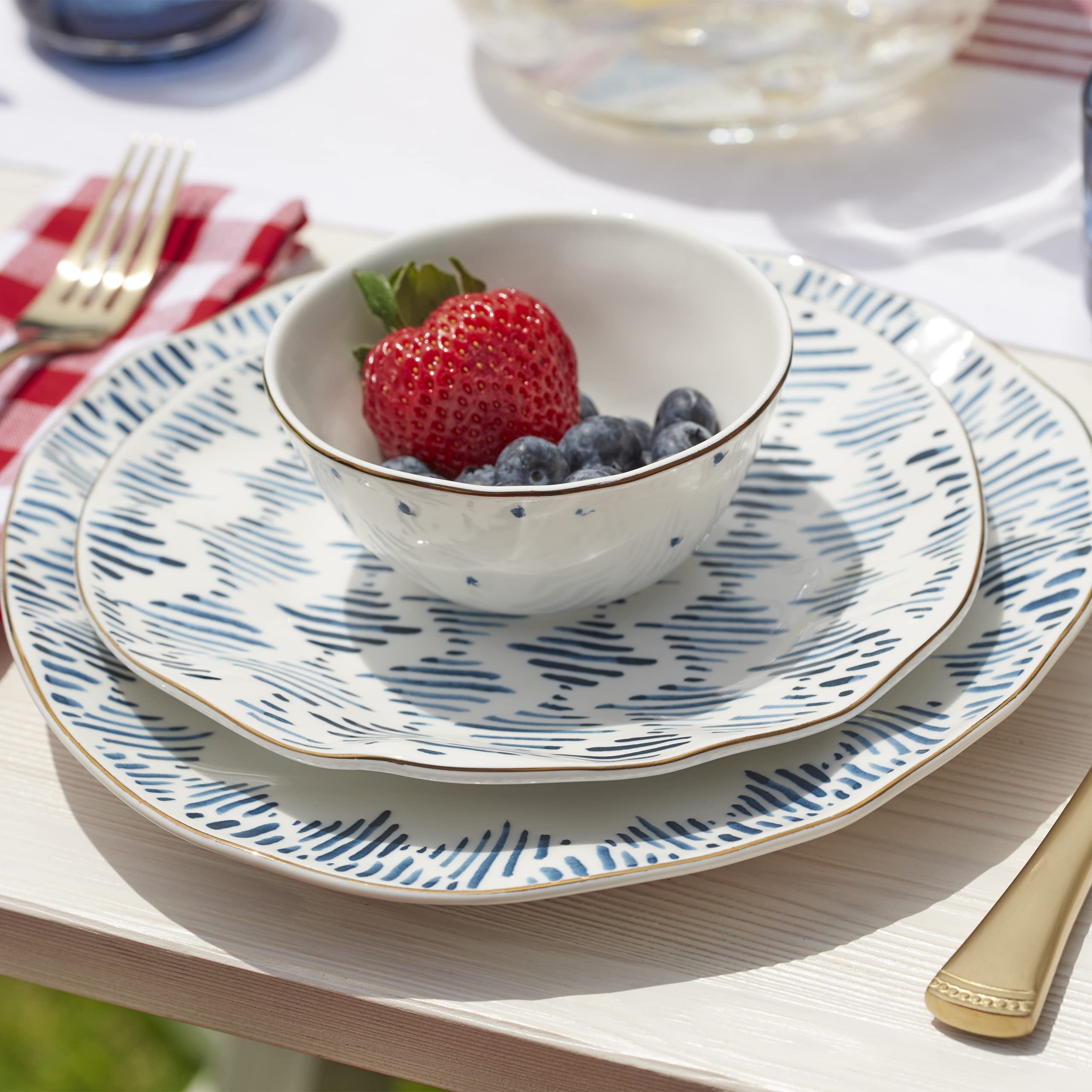 Lenox Blue Bay 12-Piece Dessert Plates Set - Elegant Fine China for Formal Dining & Entertaining (10.30 LB) - Perfect for Dinner Parties, Holiday Gatherings & Special Occasions
