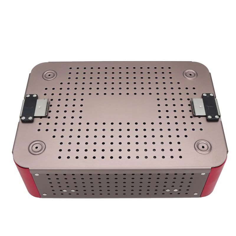 Aluminum Alloy Sterilization Tray Case - Double Layer Surgical Instrument Sterilizing Box with Non-Slip Silicone Mat | Perfect for Hospitals, Clinics & Dental Offices