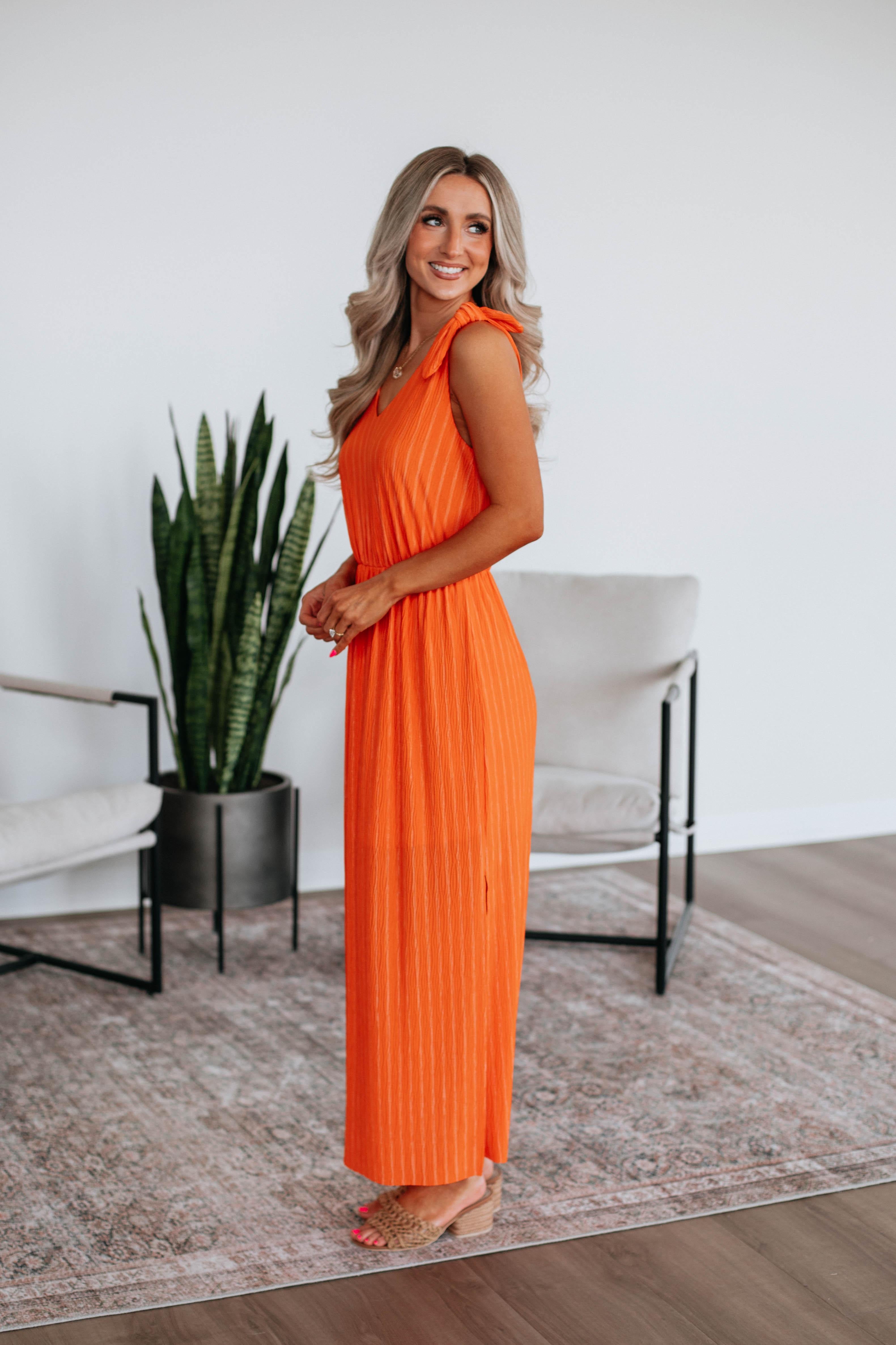 Danetta Striped Dress for Women - Tangerine Mix Color Summer Casual Dress - Perfect for Beach, Vacation & Outdoor Parties