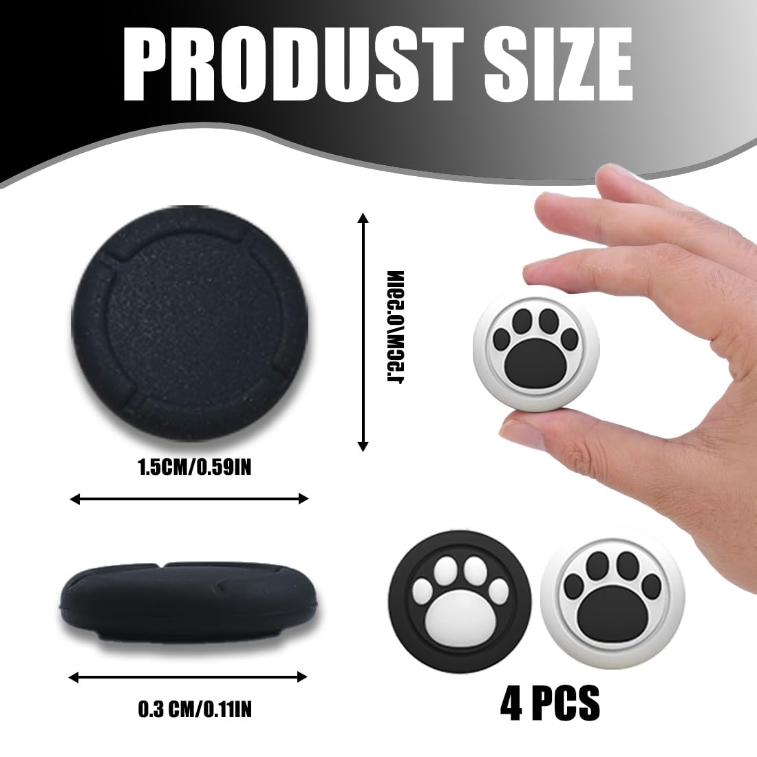 16 Pcs Replacement Joystick Caps for Nintendo Switch - Anti-Slip Silicone Thumb Grip Covers with Cat Claw Design - Perfect for Gaming, Travel & Protecting Your Switch Controllers