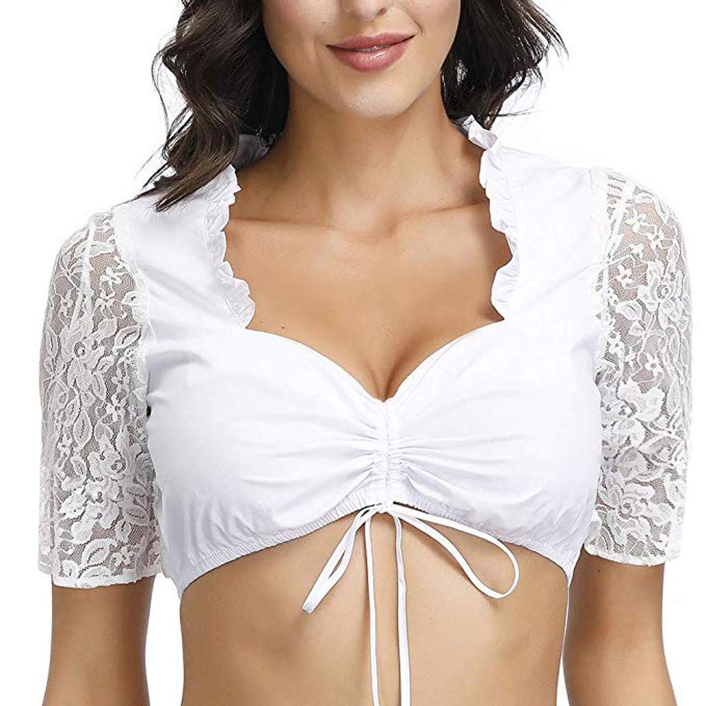 Elegant Black Lace Blouse for Women's Oktoberfest Dirndl | Plus Size XXL White Bodysuit | Perfect for Oktoberfest, Halloween & Renaissance Fairs