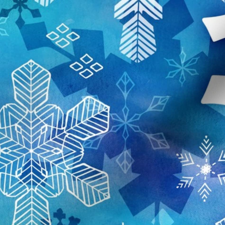 Aurora Snowflakes Blue Satin Fabric by The Yard - Premium Sewing Material for Lining, Apparel, Fashion, Blankets & Home Decor - Perfect for DIY Dresses, Curtains & Quilting Projects