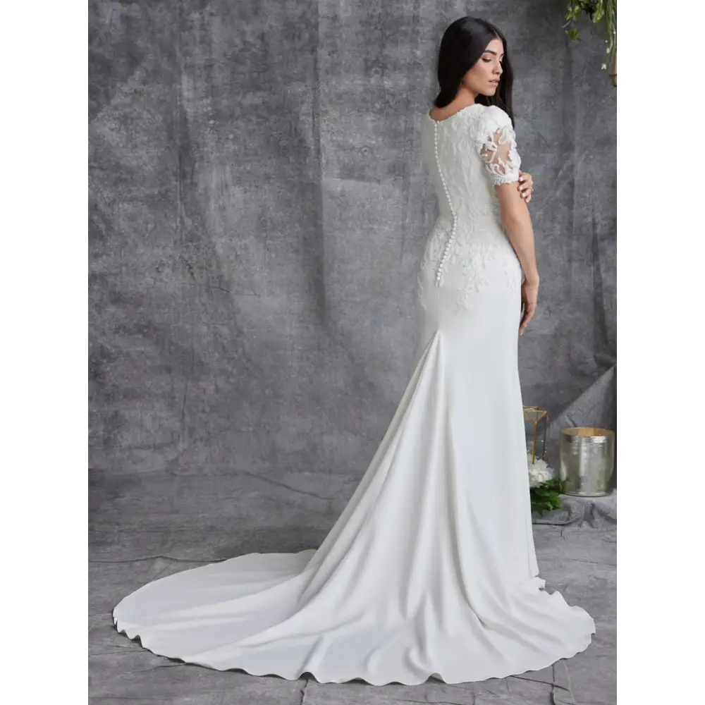 Bellarose Leigh Wedding Dress by Rebecca Ingram - Elegant A-Line Gown with Lace Appliques for Bridesmaids, Church Ceremonies & Formal Events