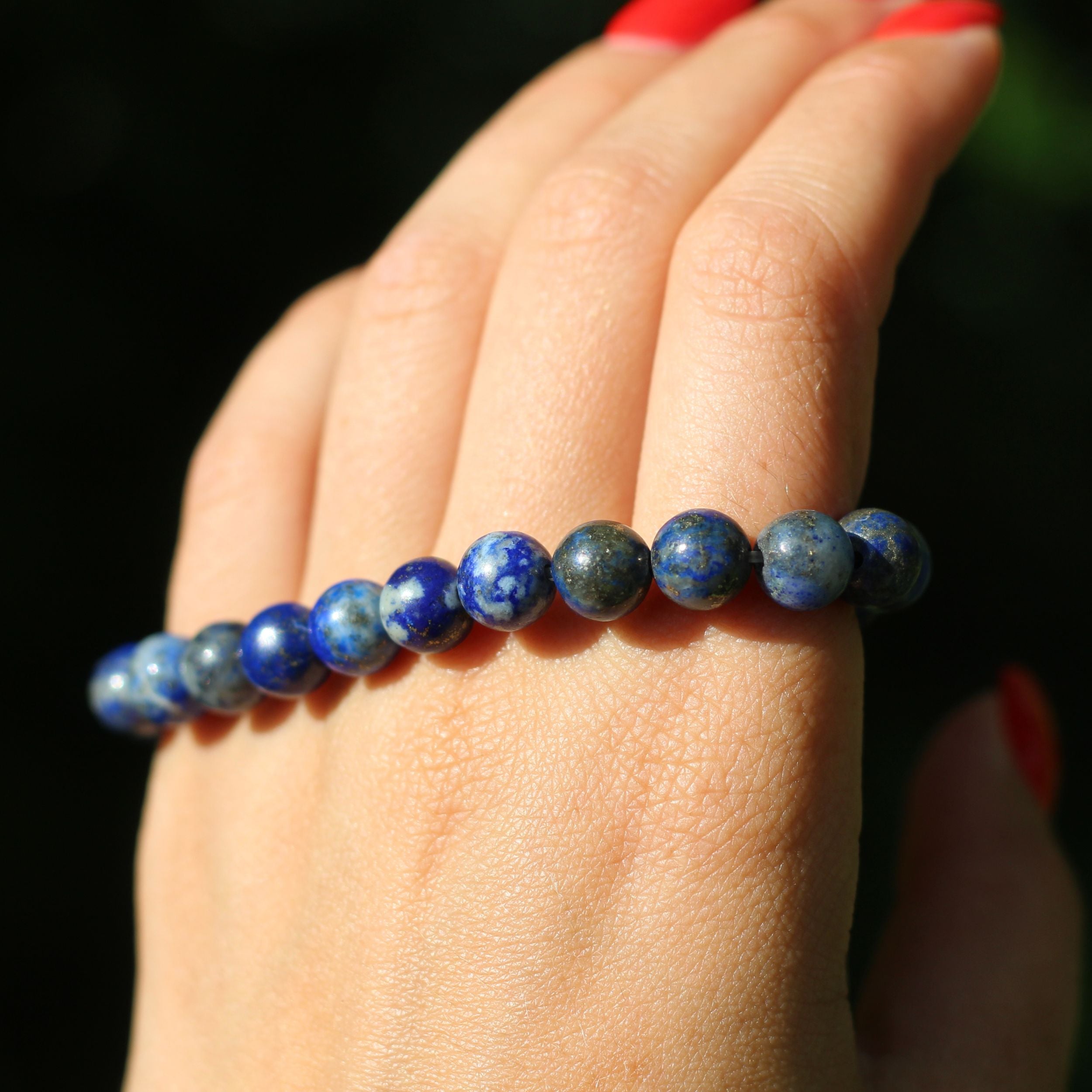 Natural Lapis Lazuli Beaded Bracelet for Women - Healing Stone Jewelry for Stress Relief & Spiritual Balance | Perfect for Meditation, Yoga & Everyday Wear