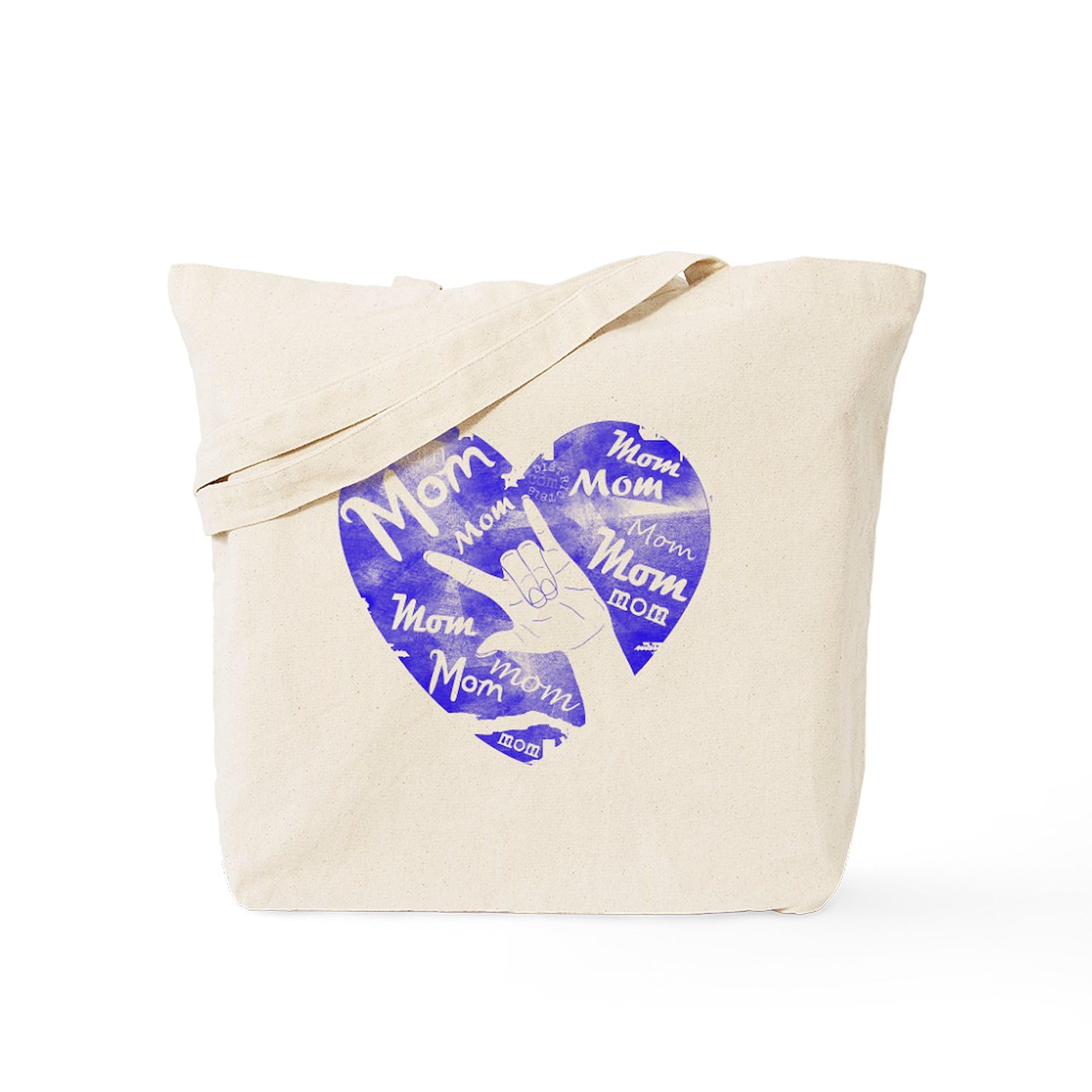 LOVE MY MOM ASL Tote Bag - Natural Canvas Reusable Shopping Bag for Women | Perfect for Groceries, Beach Trips & Mother's Day Gifts
