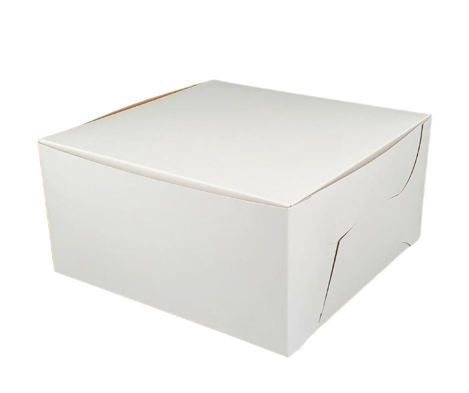 Premium EB White Cake Boxes 8x8x5 Inches - Sturdy Bakery Packaging for Wedding, Birthday & Dessert Display - Perfect for Cupcakes, Pastries & Gift Packaging