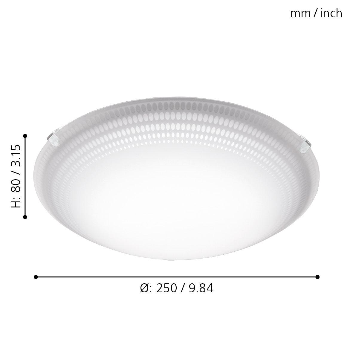 Eglo Magitta 1 Modern Curved Glass LED Flush Mount Ceiling Light - Energy Efficient Dimmable Lighting for Bedroom, Kitchen, Hallway & Office
