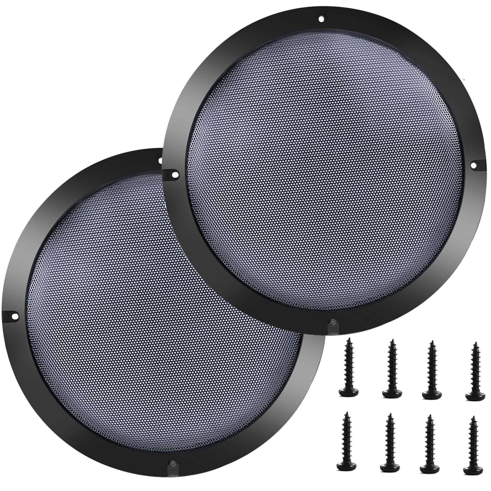8 Inch Speaker Grill Cover - Metal Mesh & Black Plastic Rim for Car & Home Subwoofers - Durable Protection for Indoor & Outdoor Audio Systems