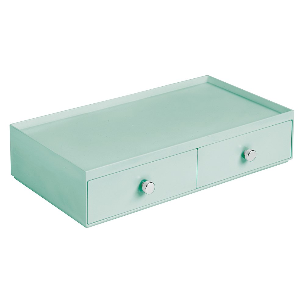 InterDesign Plastic Drawer Organizer - Mint Stationery Sorter for Office Supplies | Perfect for Desk Drawers, Home Office & School Organization