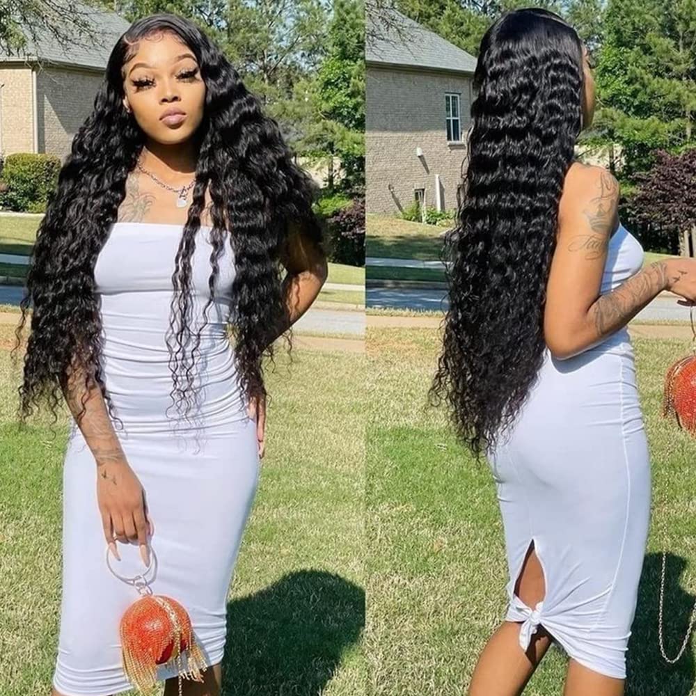 QTHAIR 14A 4 Bundles 100% Unprocessed Brazilian Virgin Human Hair Deep Wave Weave - 16, 18, 20, 22 Inch Natural Black Hair Extensions for Women - Perfect for Protective Styles, Wig Making & Everyday Glam