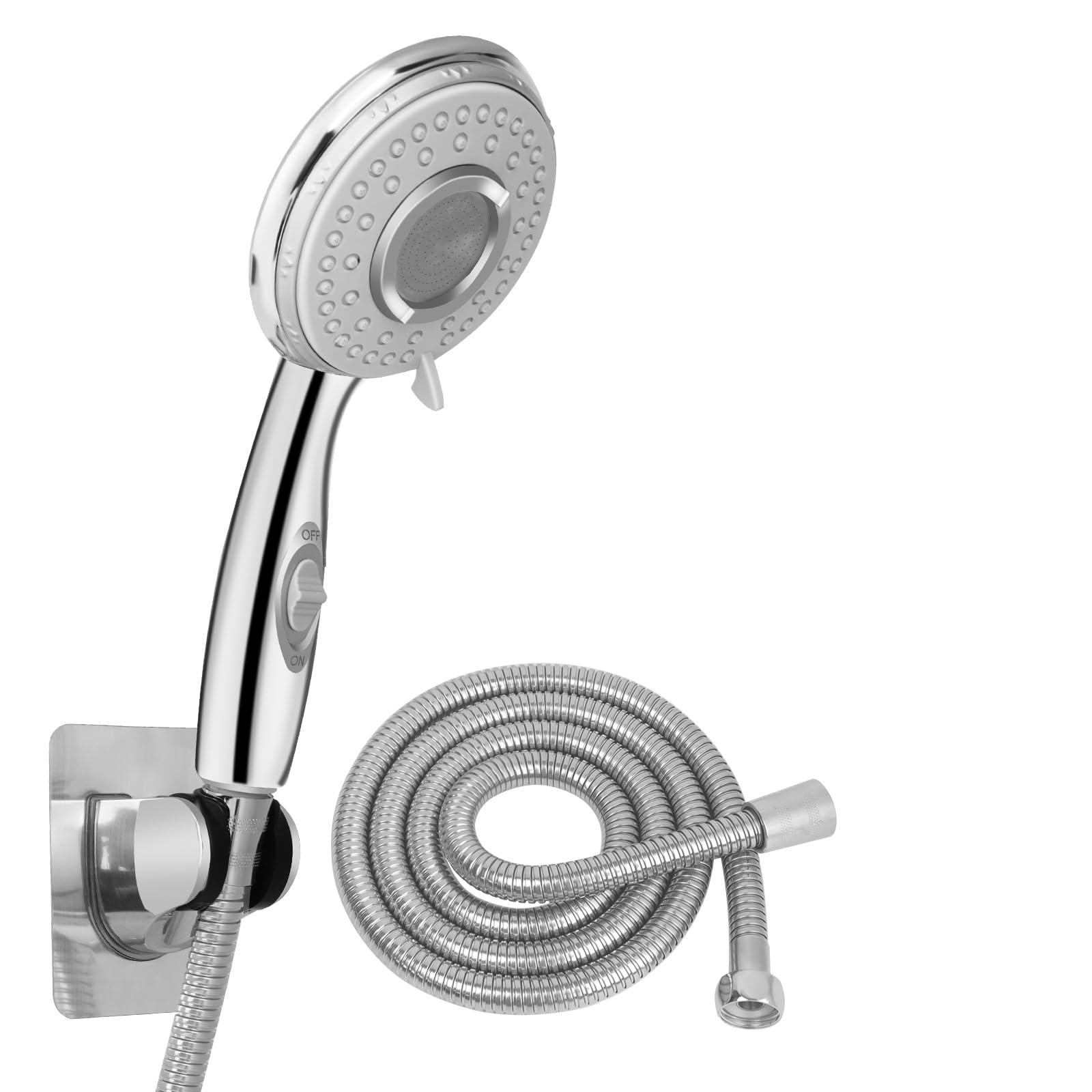 RV Shower Head with Hose - 6 Mode High Pressure Handheld Shower Head Replacement for Campers, Travel Trailers & Motorhomes | Detachable Shower Head with On/Off Switch, Holder & Chrome Hose | Perfect for Outdoor Camping, RV Trips & Mobile Living