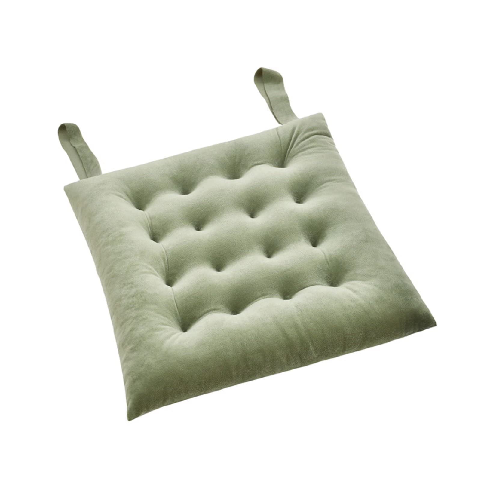 Non-Slip Dining Chair Pads with Ties - 16x16 Inch Double-Sided Kitchen Chair Cushions for Indoor & Outdoor Use - Durable Light Green Seat Cushions for Comfortable Dining, Kitchen, Patio or Deck Seating