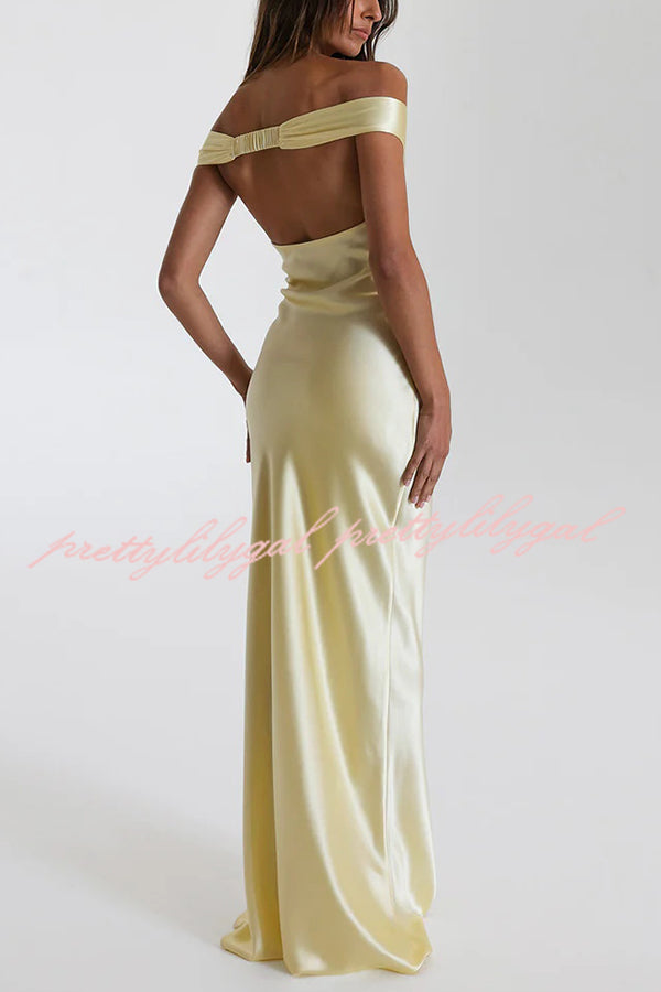 Elegant Solid Color Off Shoulder Backless Slim Maxi Dress for Women - Perfect for Beach Vacations, Summer Parties & Date Nights