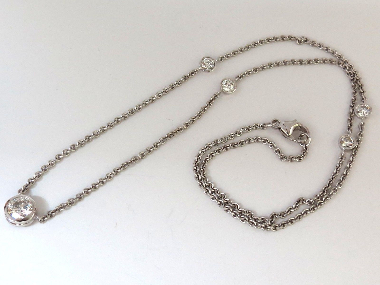 1.50ct Natural Flush Mount (5) Diamond by Yard Necklace in 18KT G/VS - 19 Inch Elegant Chain for Women, Perfect for Weddings, Anniversaries & Special Occasions