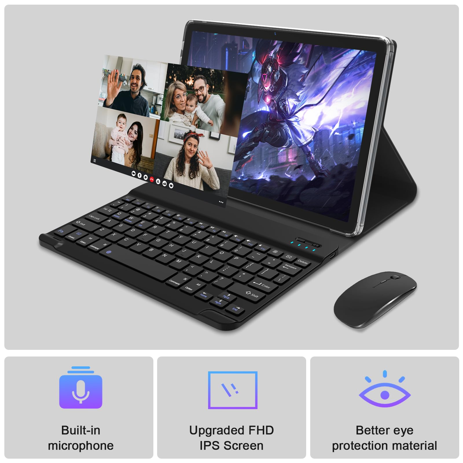 10.1 Inch Android 13 Tablet (2025 Model) - 128GB ROM + 16GB RAM, Octa-Core Processor, 13MP Camera - 2-in-1 Laptop with Keyboard, 1TB Expandable Storage, FHD Display - Perfect for Work, Study, and Entertainment