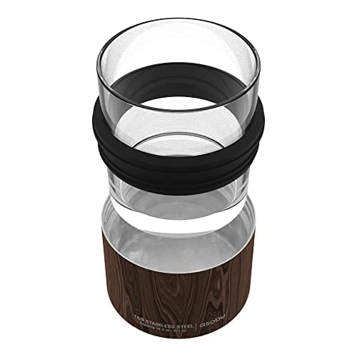 Premium Asobu Whiskey Glass with Insulated Stainless Steel Sleeve - 10.5 oz Wooden Design for Bourbon, Scotch & Whiskey - Perfect for Home Bars, Gifts & Cocktail Parties