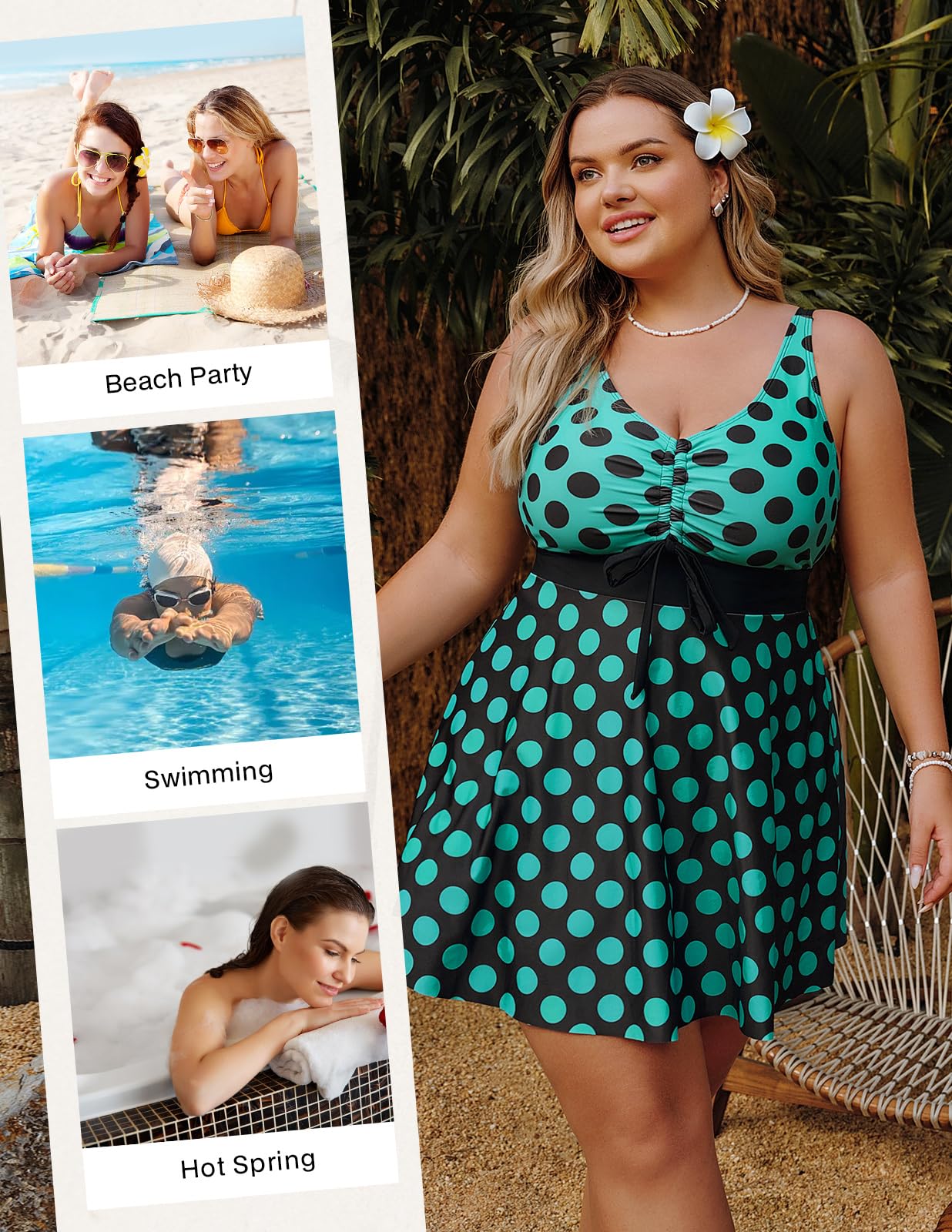 Hanna Nikole Women's Plus Size Tankini Swimdress Two Piece Swimsuit - Tummy Control Flowy Design with Boyshorts | Perfect for Beach Vacation, Pool Party & Summer Getaways