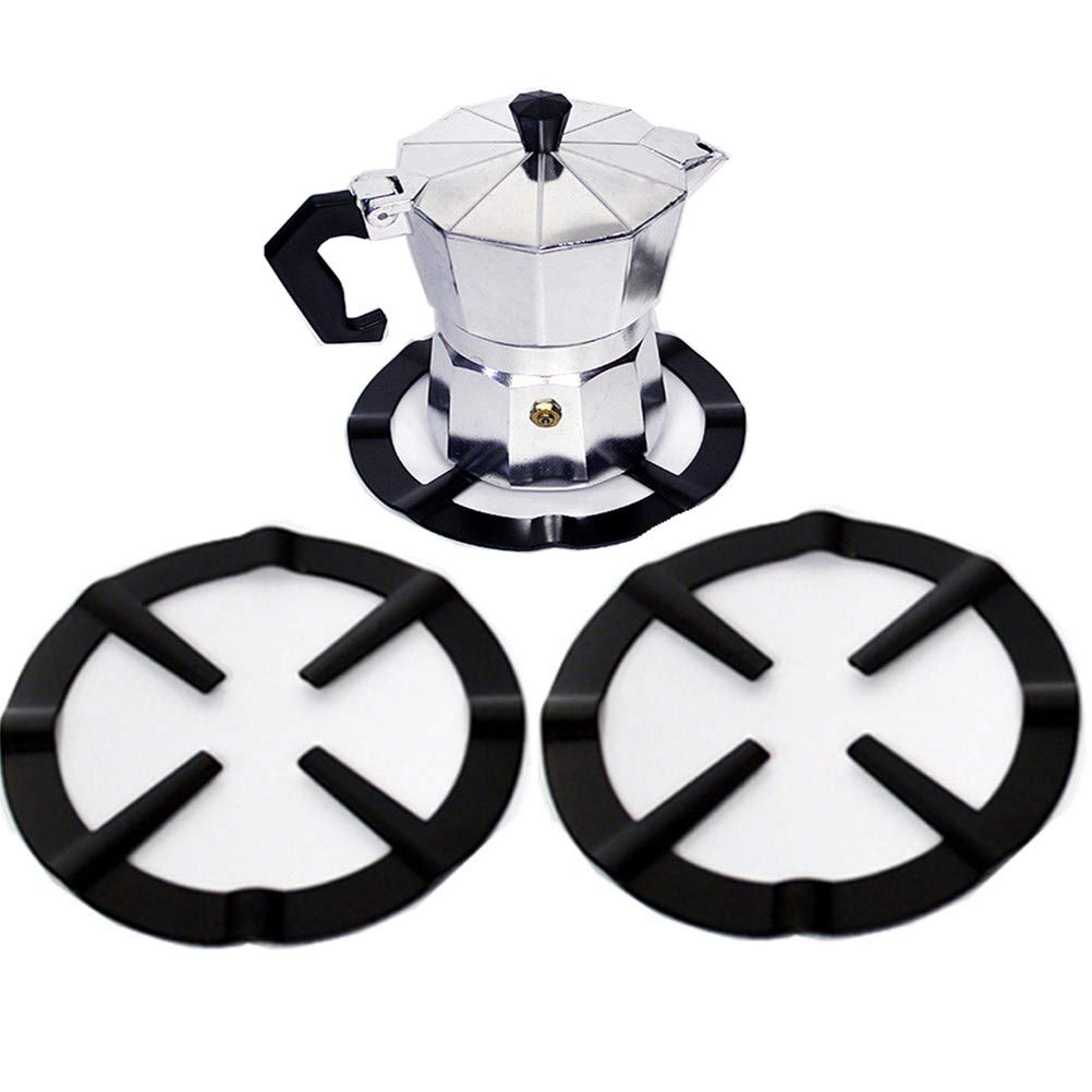 2 Pack Iron Gas Stove Cooker Plate - Compatible with Moka Pot & Coffee Maker - Durable Reducer Ring Holder for Stovetop Espresso Brewing - Perfect for Camping, Home Kitchen & Outdoor Cooking