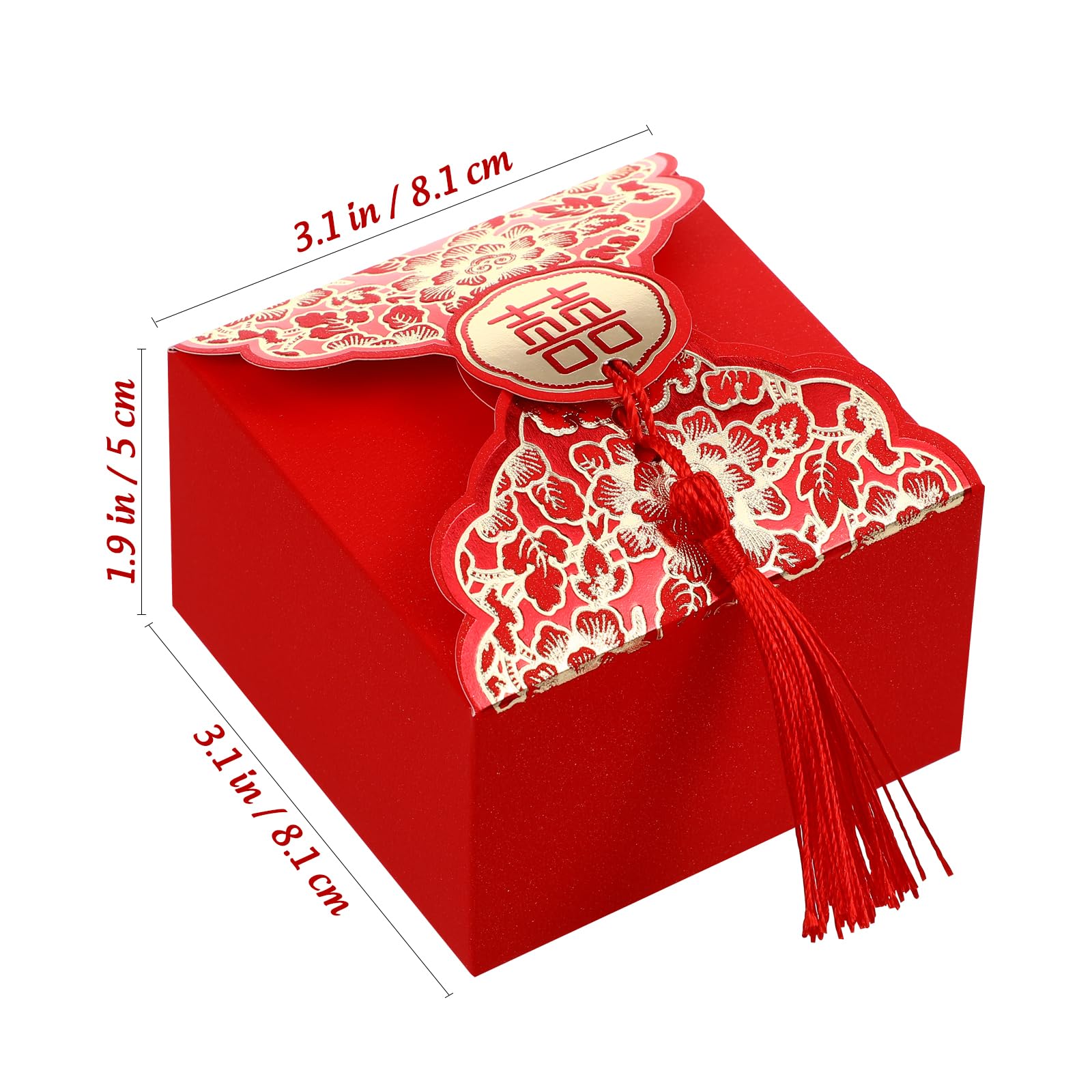 20pcs Chinese Style Wedding Favor Boxes with Tassels - Red Candy Chocolate Gift Boxes for Wedding, Baby Shower, Birthday Party | Perfect for Asian-Themed Celebrations & Event Decorations