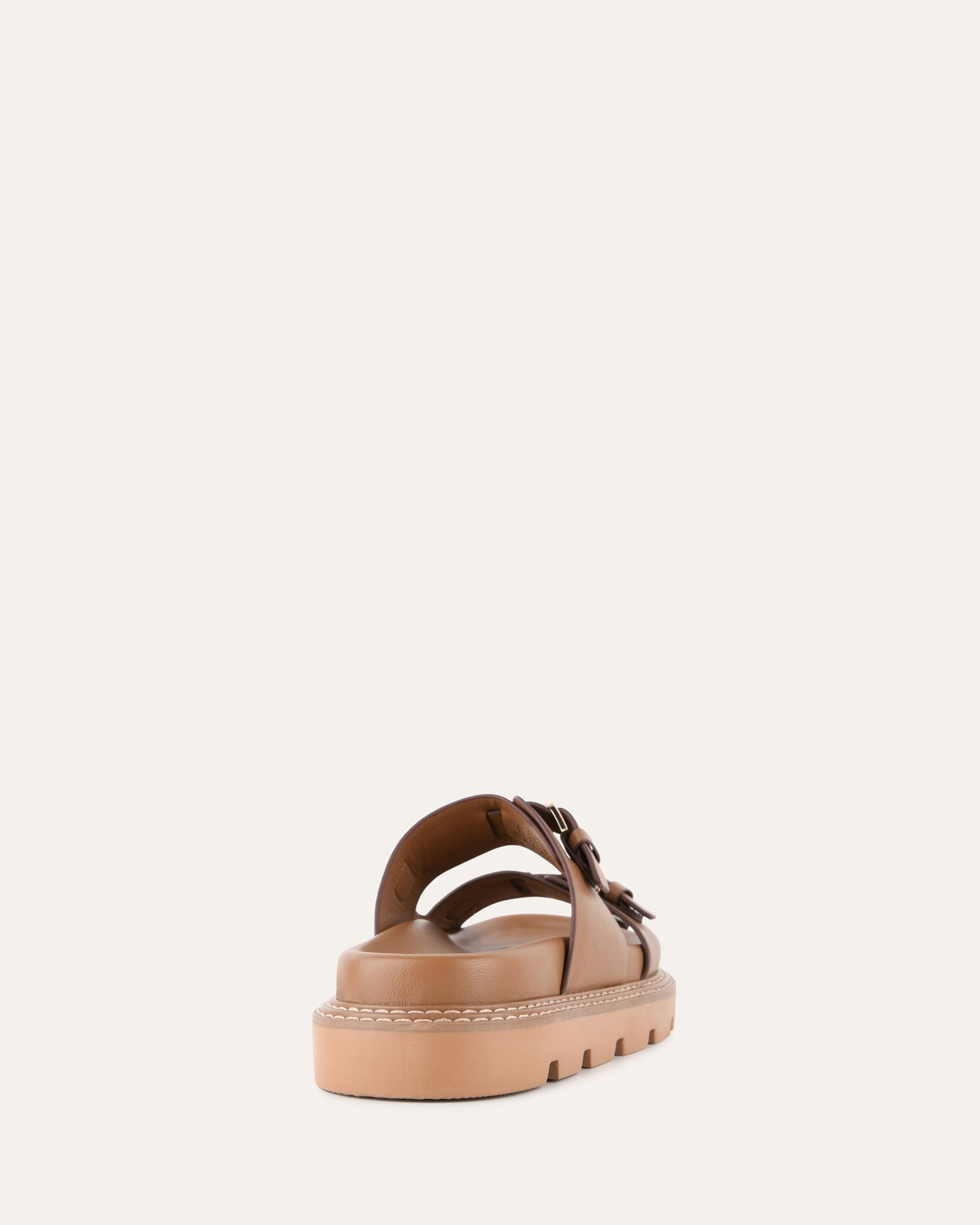 VICHY Women's Flat Sandals - Tan Leather Comfortable Casual Shoes for Summer, Beach, and Outdoor Walking