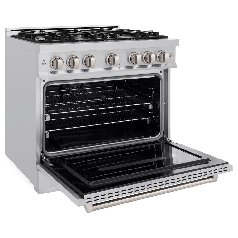 ZLINE 36 Inch 5.2 Cu. Ft. Stainless Steel Gas Range with 6 Burner Cooktop & Convection Oven - Perfect for Home Kitchens, Restaurants, and Professional Chefs (Model CGR36)