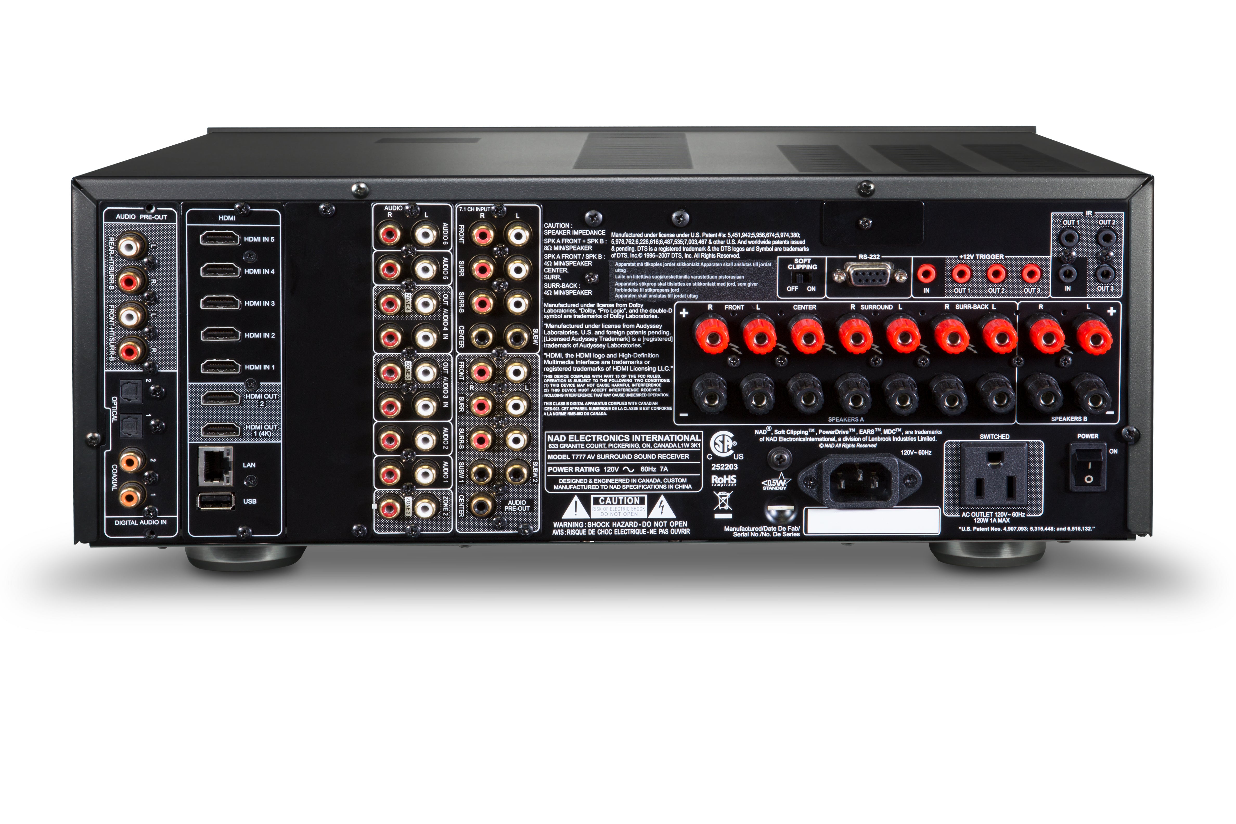 NAD T777 V3 7.2 Channel 4K Ultra HD AV Surround Sound Receiver - Home Theater System for Movies, Music & Gaming