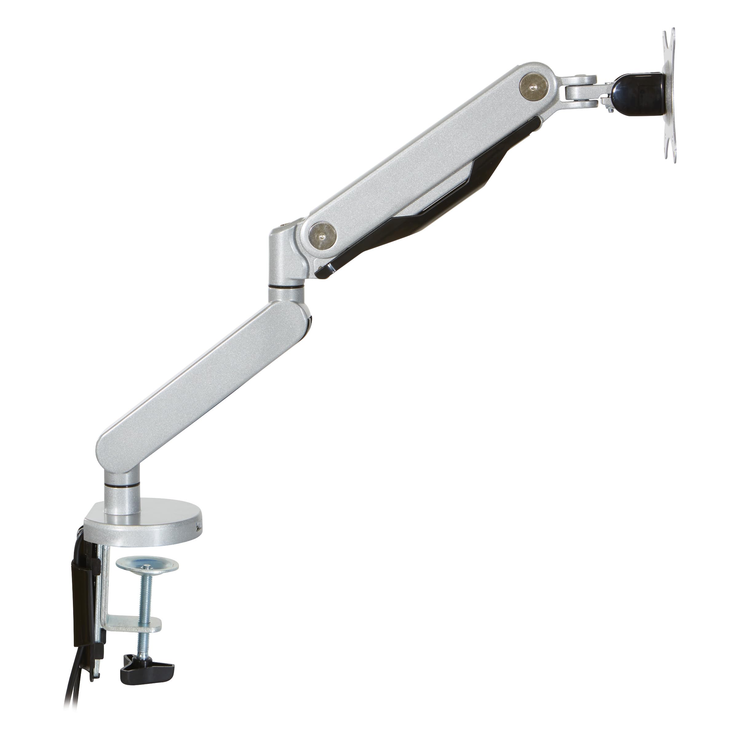 Office Star Ascend II Single Monitor Arm with Dual USB 3.0 Ports, 3-Point Rotation & VESA Mount (17-30 inch) - Ergonomic Adjustable Desk Mount for Home Office, Gaming & Workspace Setup - Silver