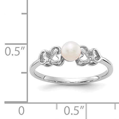 14K White Gold 4mm Freshwater Cultured Pearl Ring for Women - Elegant Bridal Jewelry, Anniversary Gift & Everyday Wear