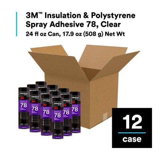 3M Polystyrene Foam Insulation Spray Adhesive 78 (12 Pack) - Strong Bonding for Home Insulation, DIY Projects, and Construction Applications