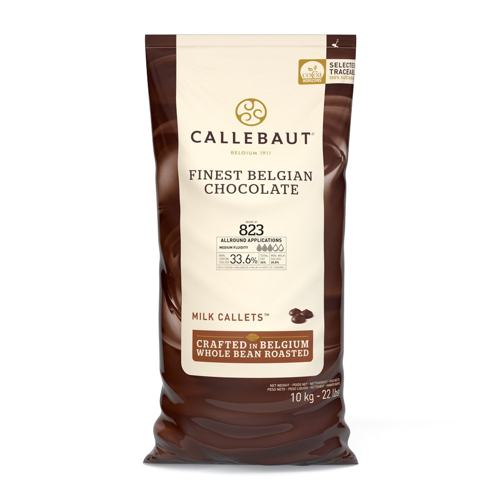 Premium Callebaut 823 Milk Couverture Chocolate Callets 10kg Bag (33% Cocoa) - Perfect for Baking, Desserts & Professional Chocolate Making
