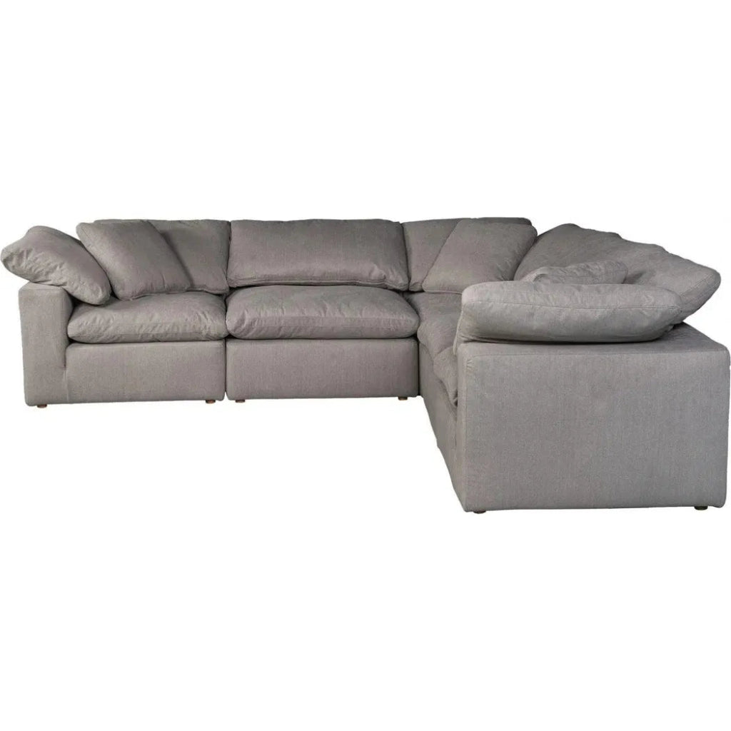 5-Piece Stain-Resistant Grey Large Classic Modular Sofa Set - Perfect for Living Room, Family Room & Home Theater Comfort