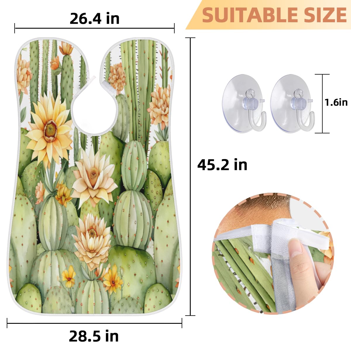 Cactus Summer Daisies Beard Shaving Bib for Men - Waterproof Hair Dye Apron & Makeup Cape for Barber Styling, Sink Hair Catcher for Beard Trimming & Lineup - Perfect for Home Grooming & Salon Use