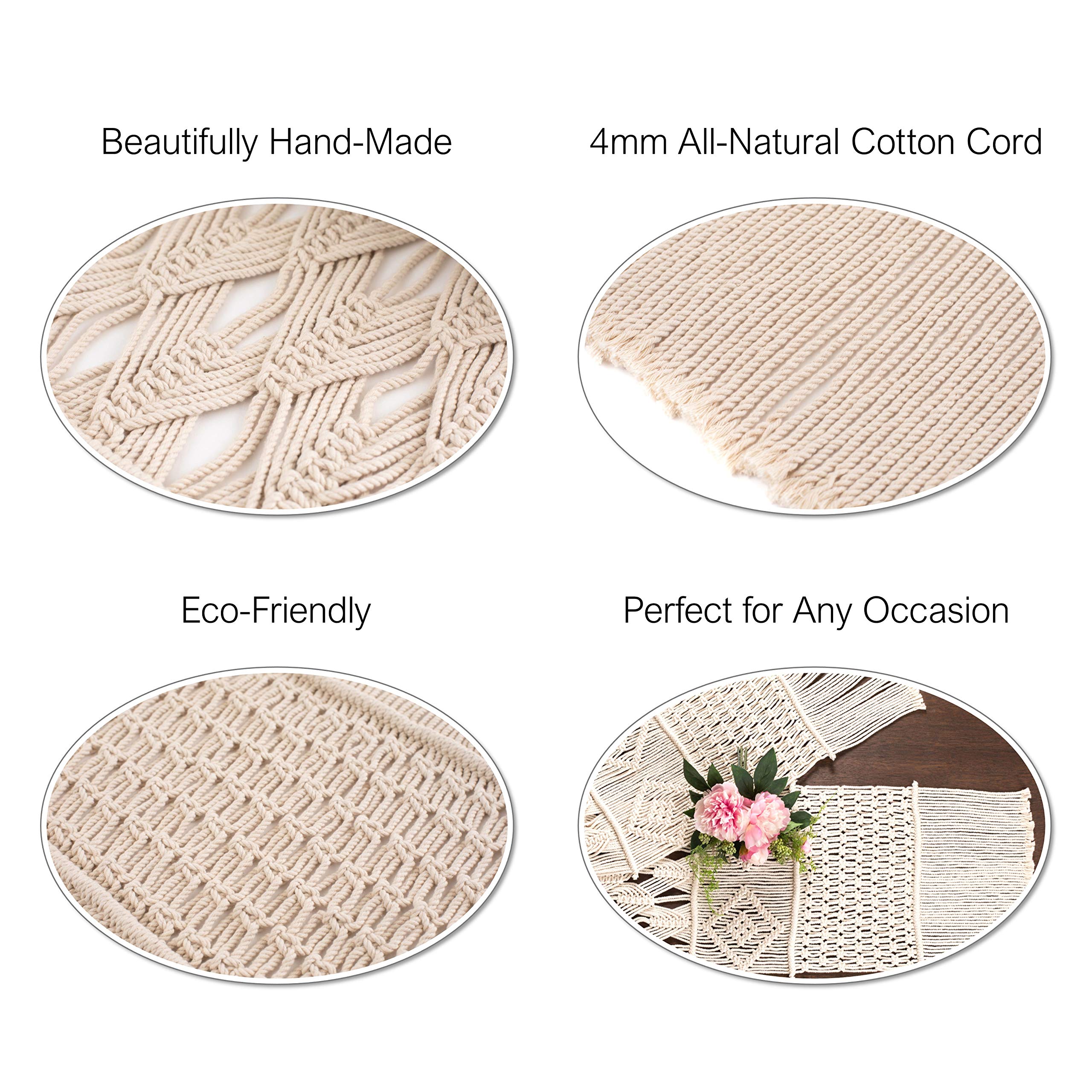 Handwoven Macrame Table Runner 106x13 Inches - Boho Chic Dining Table Decor, Wedding Table Runner, Coffee Table Accent - Perfect for Bohemian Home Decor & Rustic Farmhouse Style