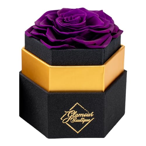 Purple Single Rose Black Box