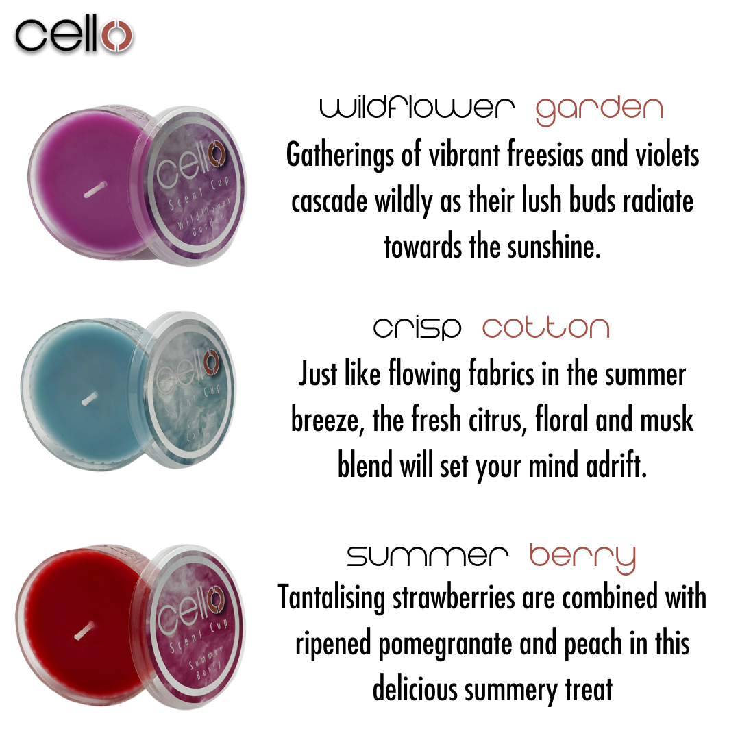 Premium Cello Scented Cup Trio - Elegant Home Fragrance Gift Set for Mothers Day, Birthday & Housewarming | Perfect for Living Room, Bedroom & Bathroom Aromatherapy