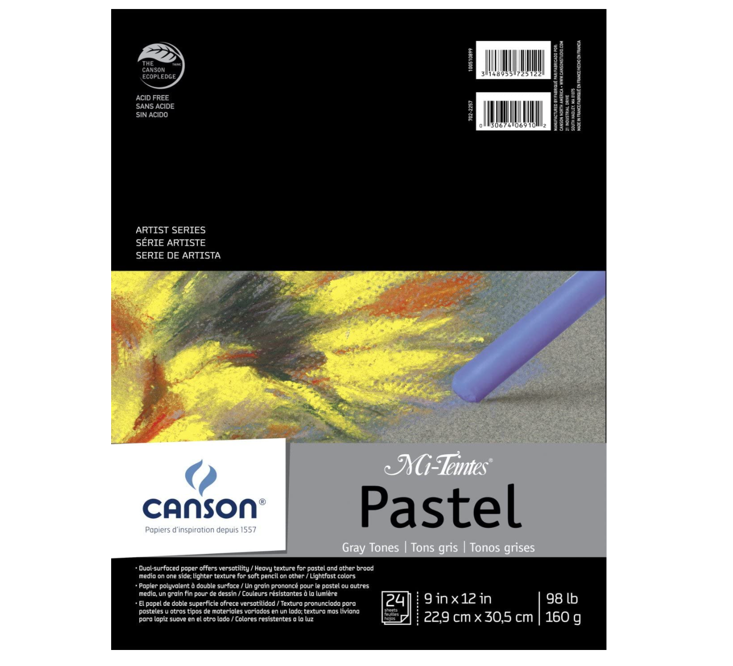 Canson® Mi-Teintes® Gray Tones Pastel Paper Pad - 9x12 Inches | Premium Textured Drawing Paper for Artists | Perfect for Pastel, Charcoal & Mixed Media Art Projects