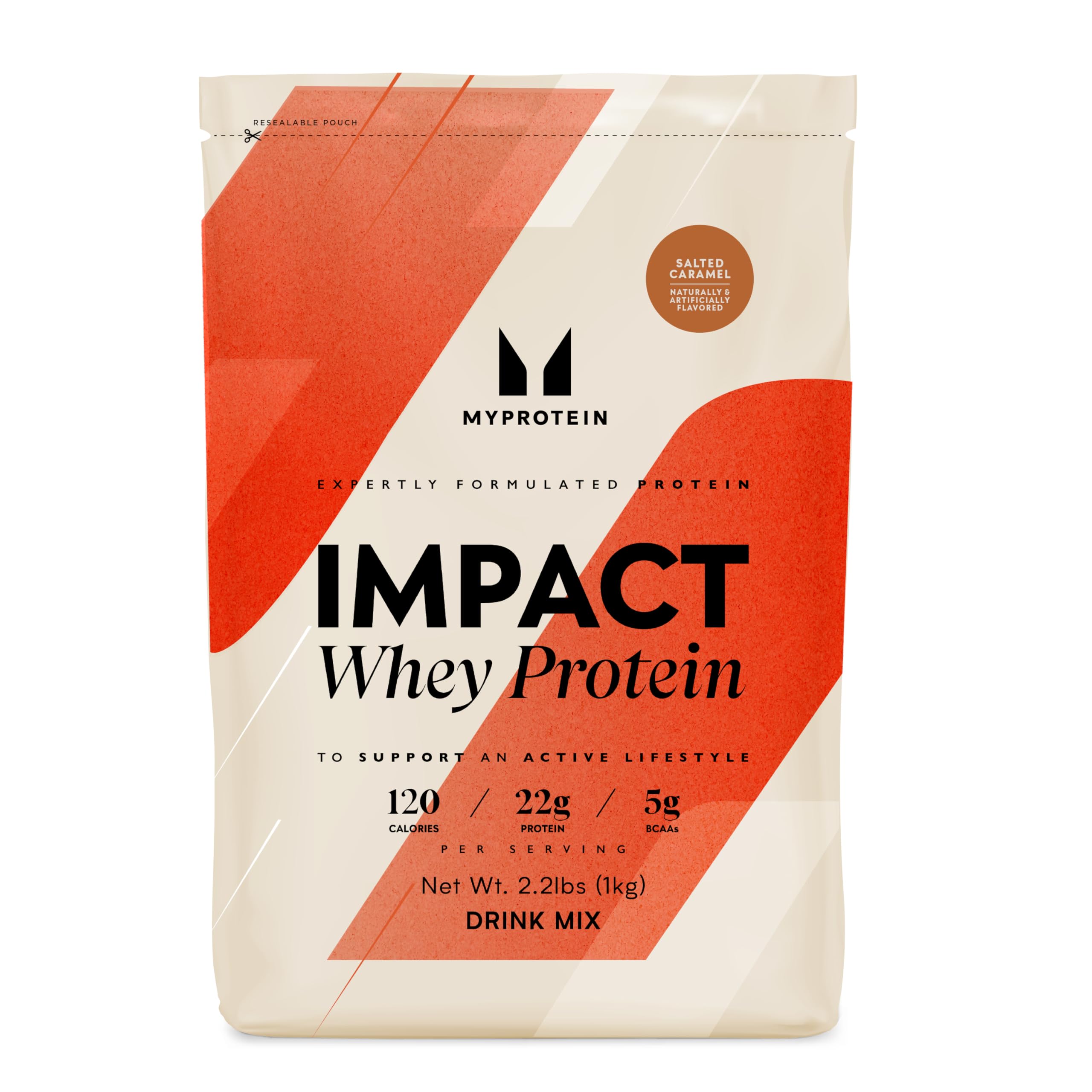 MyProtein Impact Whey Protein Powder - 2.2 Lbs (31 Servings), Salted Caramel Flavor, 22g Protein & 5g BCAA Per Serving - Premium Protein Supplement for Muscle Recovery & Performance - Ideal for Post-Workout Shakes, Smoothies & Fitness Nutrition