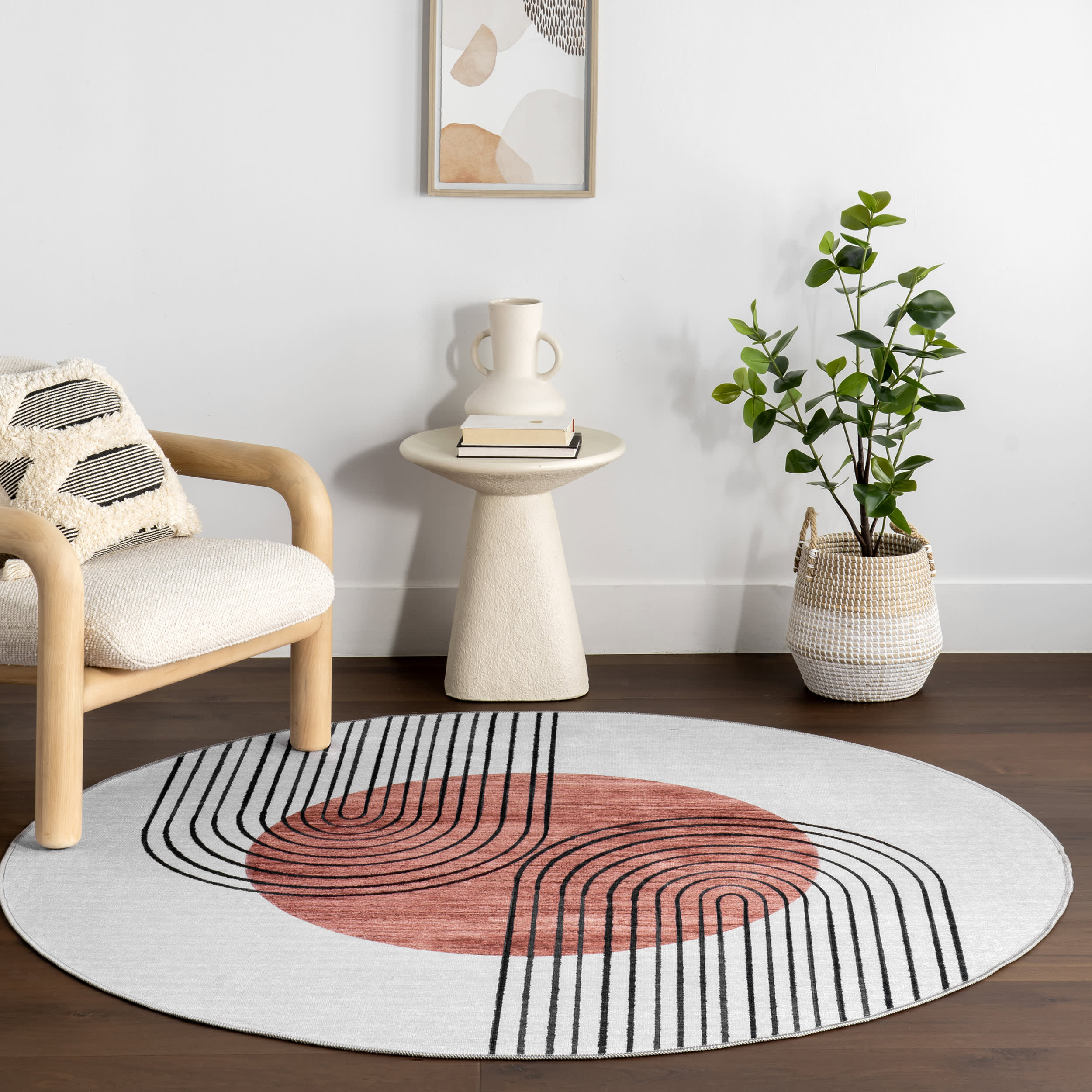 Carlotta Washable Desert Sunset Rug - Soft Bohemian Area Rug in Burnt Orange for Living Room, Bedroom & Dorm Decor