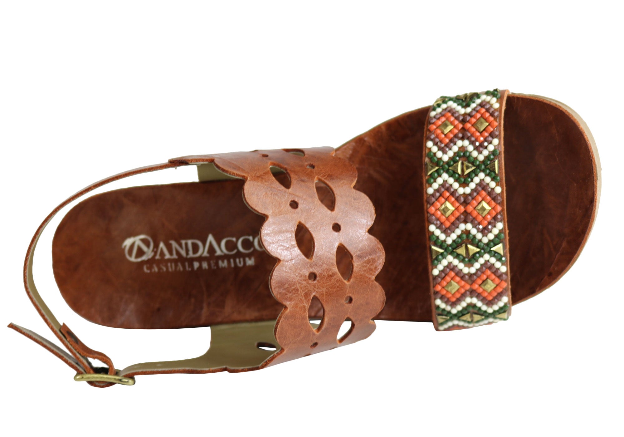 Andacco Women's Comfortable Leather Mid Heel Sandals - Handmade in Brazil - Perfect for Summer Outings, Beach Vacations & Casual Wear