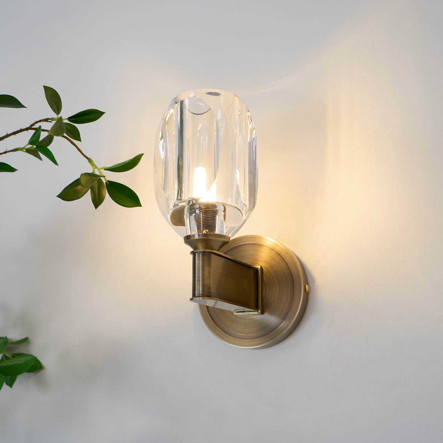 Diamond Crystal Wall Sconce Light Fixture - Elegant Glass Sconce Lighting for Bedroom, Living Room & Hallway Decor