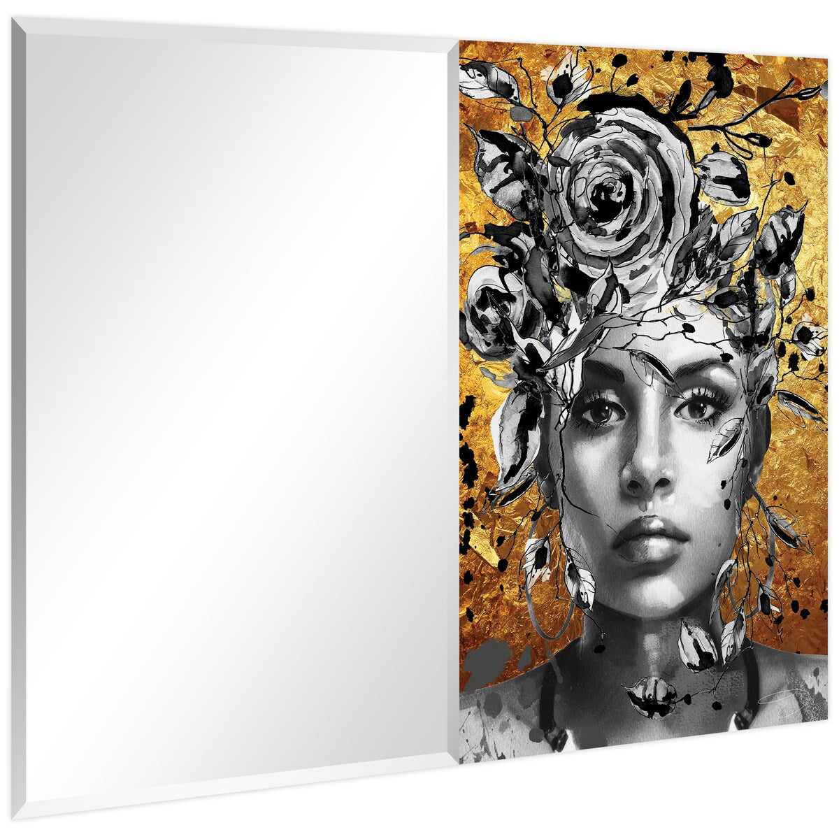 Be Yourself Rectangular Beveled Mirror - Free Floating Printed Tempered Art Glass - 48 x 36 Inches - Clear Wall Mirror for Living Room, Bedroom & Entryway Decor